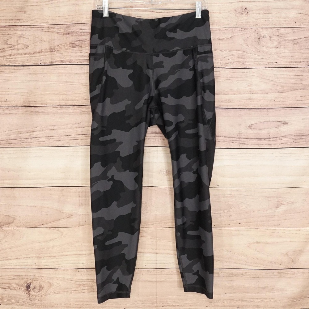 Old‎ Navy Leggings Womens XL Black Camo Powersoft Ankle High Rise Pockets Active